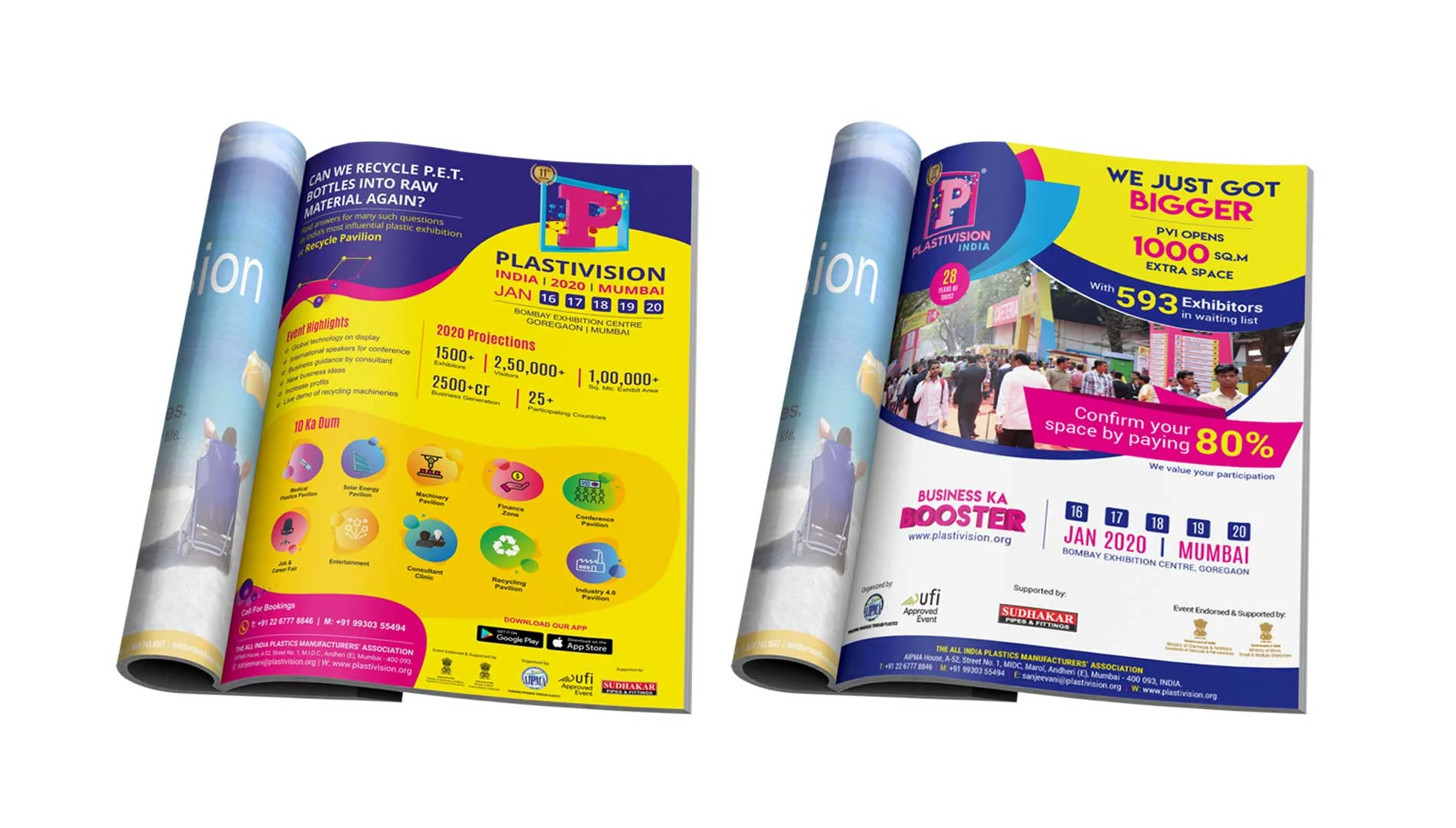 Two brochures displayed side by side, promoting Plastivision | Boch & Fernsh digital agency in Mumbai Two brochures displayed side by side, promoting Plastivision | Boch & Fernsh digital agency in Mumbai