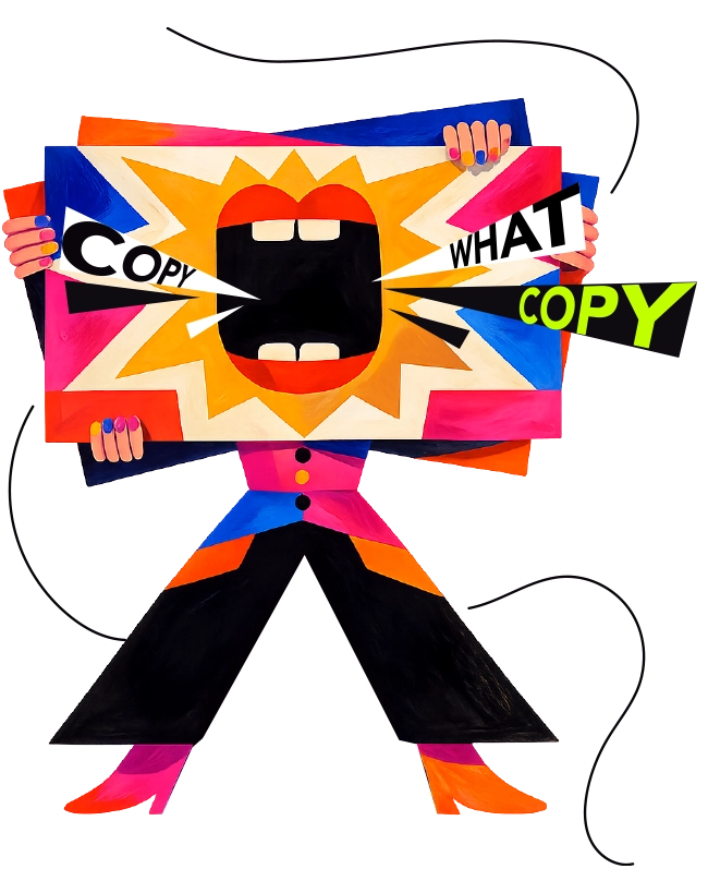 An illustration of a typewriter surrounded by vibrant shapes, representing creativity by Boch & Fernsh