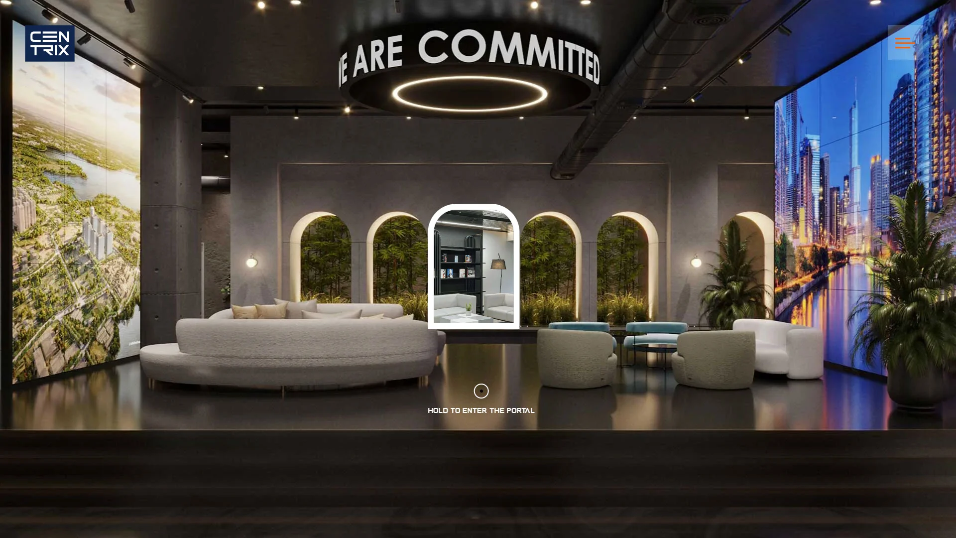 Centrix - A spacious lobby featuring a large screen and prominent signage - Creative Agency Boch & Fernsh