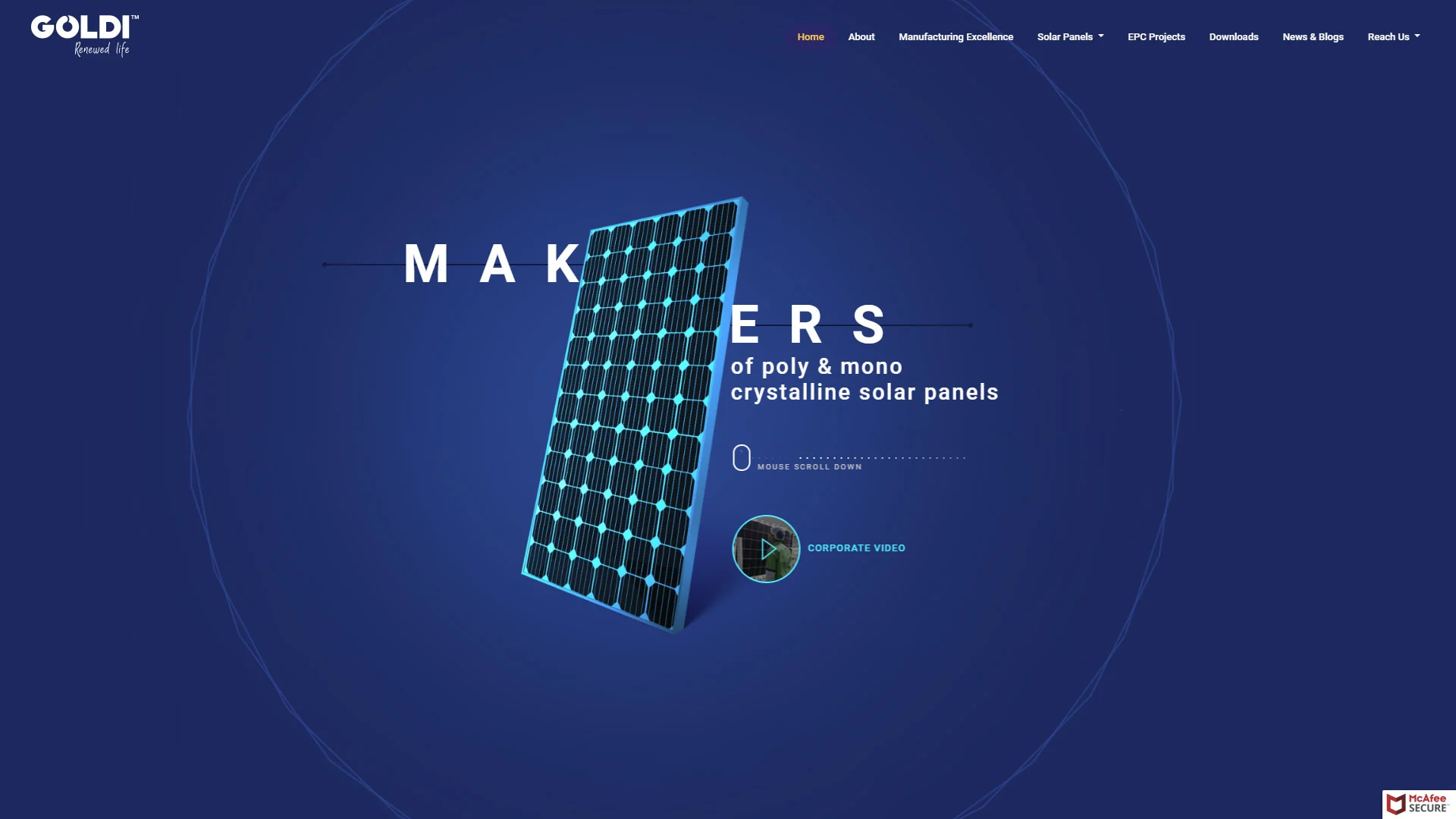 Goldi Solar’s powerful web identity created by Boch & Fernsh to highlight sustainability.